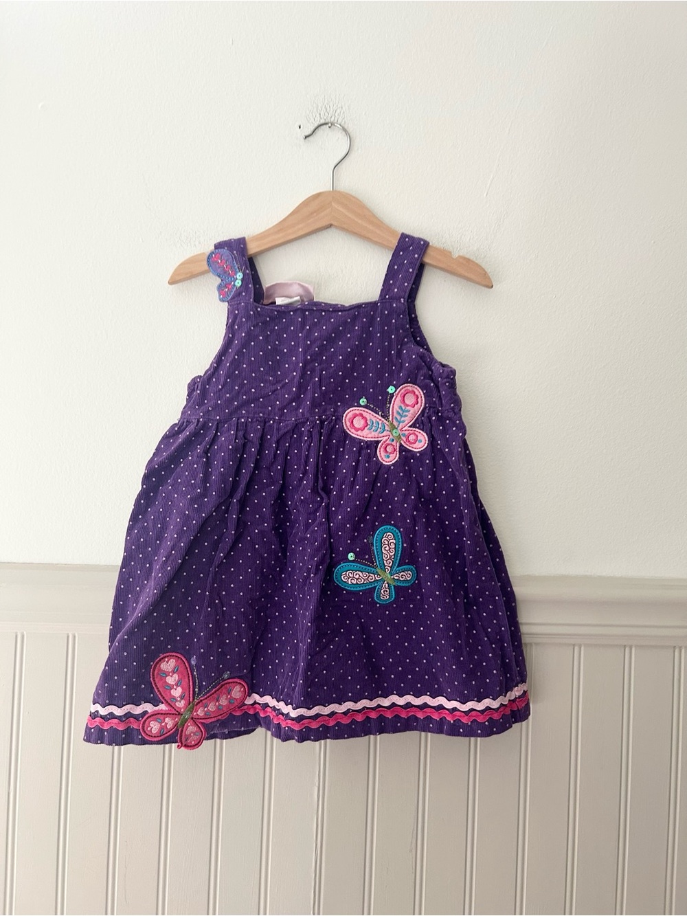 Vintage Samara 4T Cotton Purple Polka Dot Butterfly Dress for Kids